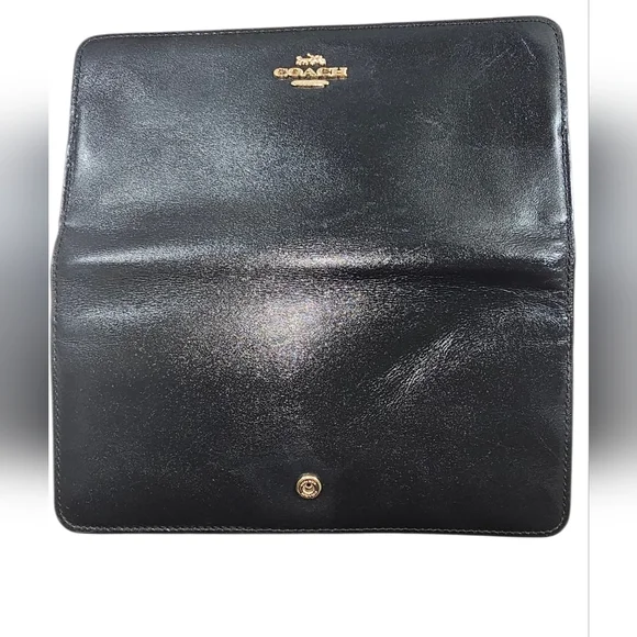 COACH Smooth Black Leather Skinny Wallet - Picture 7 of 12